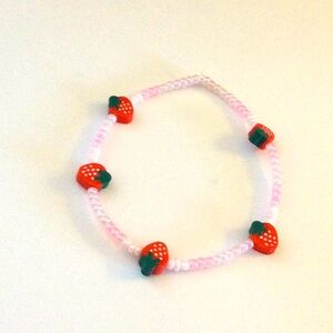 Strawberry Charm Kids Bracelet - Pink and Red